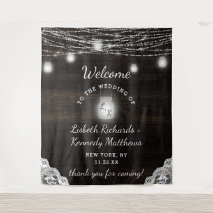 Tenture Bienvenue au mariage Oak Ridge Rustic Wood & Mason