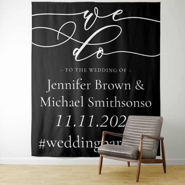 Tenture Bienvenue au mariage simple que nous faisons en no (En situation)