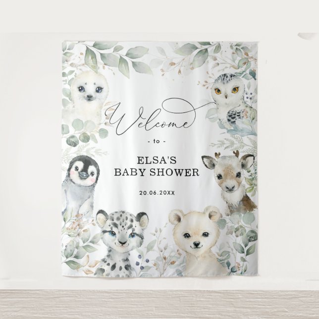 Tenture Bienvenue aux Animaux Arctiques Dorés de la Verdur (Devant)