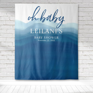 Tenture Bienvenue Bébé Shower Fond Dégradé Bleu