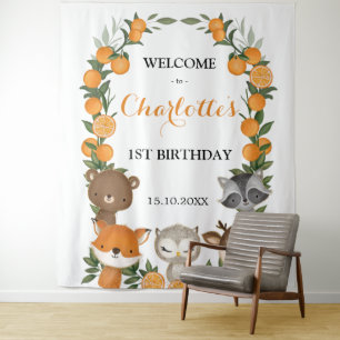 Tenture Bienvenue d'anniversaire Citron Orange Joyeux en B