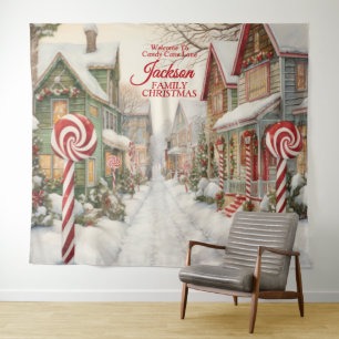 Tenture Bienvenue dans le cadre de Noël de Sucre de canne 