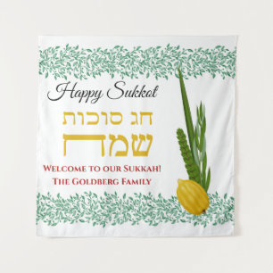 Tenture Bienvenue dans notre Sukkah Ajouter Nom de famille