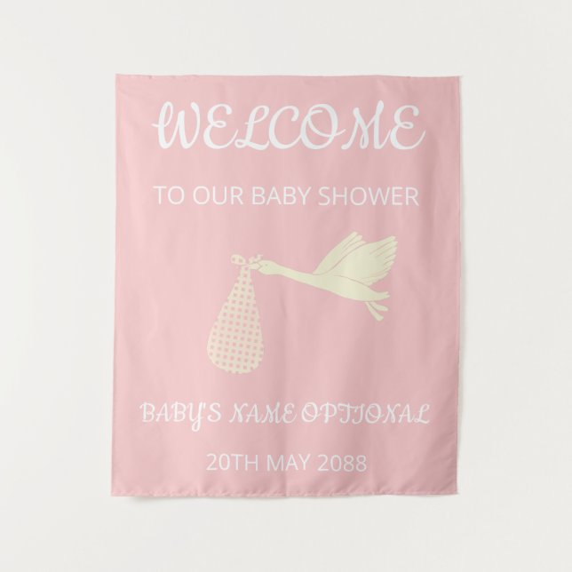 Tenture Bienvenue Élégant Rose, Texte Blanc Et Bouche (Devant)