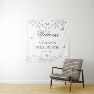 Tenture Bienvenue élégante florale et papillon pour la dou