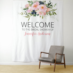 Tenture Bienvenue Fleurs Rose et Bleu