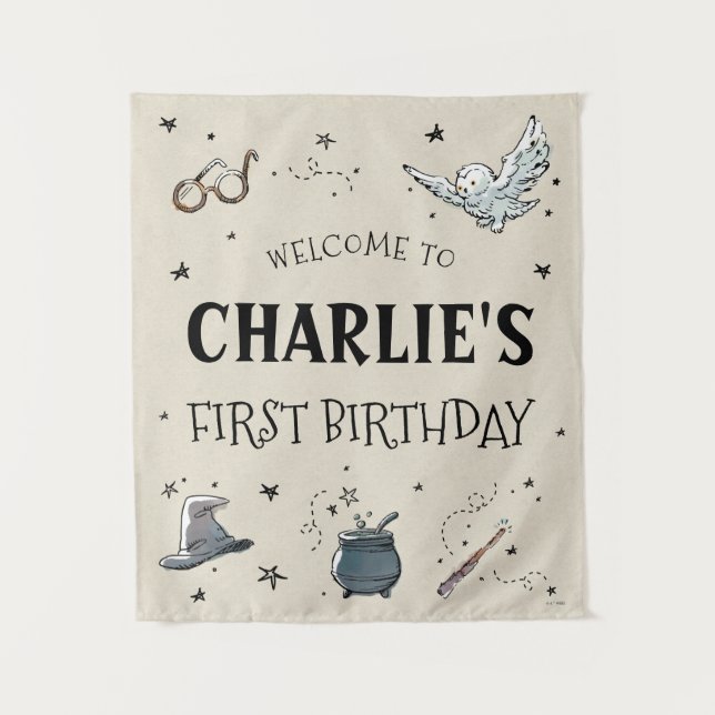 Tenture Bienvenue pour le premier anniversaire de Harry Po (Devant)
