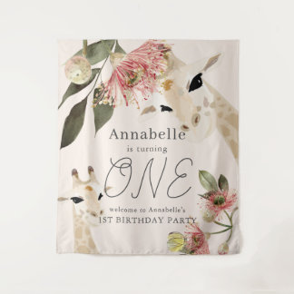 Tenture Bienvenue pour les 1 an de la petite fille à la gi