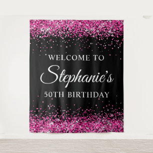 Tenture Bienvenue pour les 50 ans Anniversaire Noir Paille