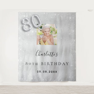 Tenture Bienvenue pour les 80 ans avec photo et poussière
