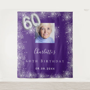 Tenture Bienvenue pour un 60e anniversaire en violet et ar
