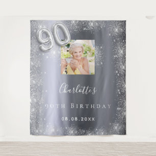 Tenture bienvenue pour un 90e anniversaire en photo argent