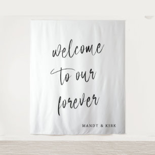 Tenture Bienvenue sur notre toile de fond de mariage pour
