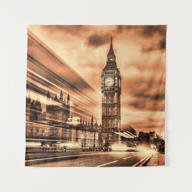Tenture Big Ben à Londres dans un style rétro (Devant)