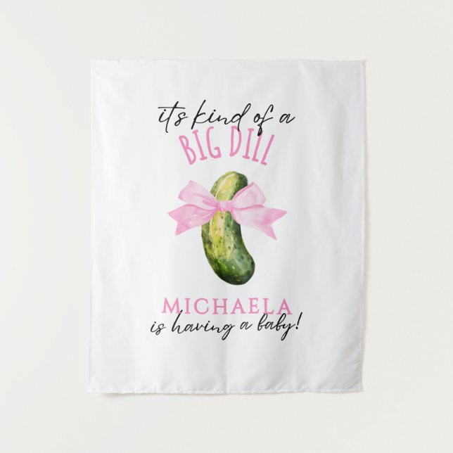 Tenture Big Dill Watercolor Coquette Pickle Baby Shower (Devant)