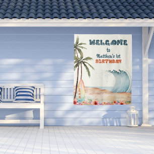 Tenture Big One Beach Surf fête d'anniversaire