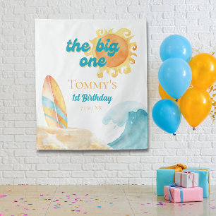 Tenture Big One Watercolor Beach 1 Anniversaire Contexte