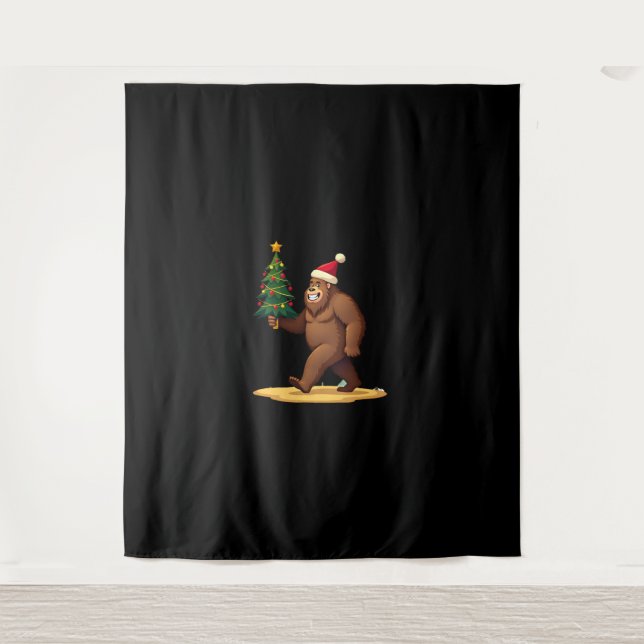 Tenture Bigfoot Christmas Tree Santa Hat (1) (Devant)