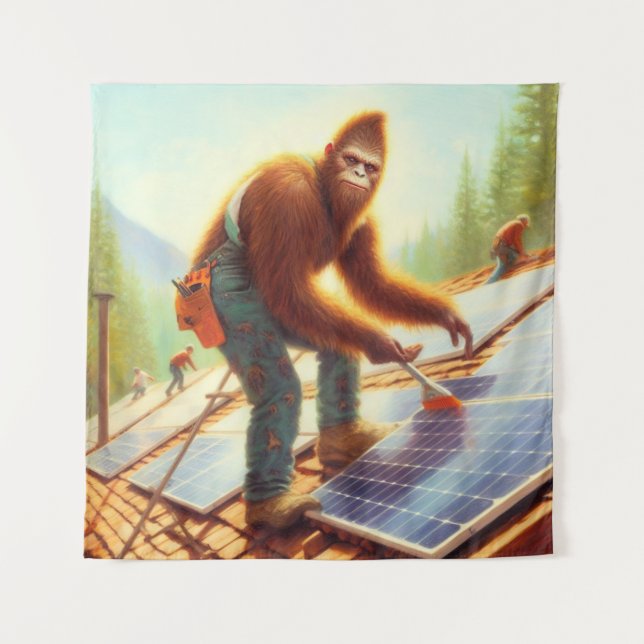 Tenture Bigfoot installant des panneaux solaires (Devant)