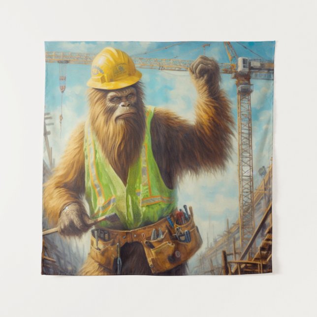 Tenture Bigfoot le travailleur du bâtiment (Devant)