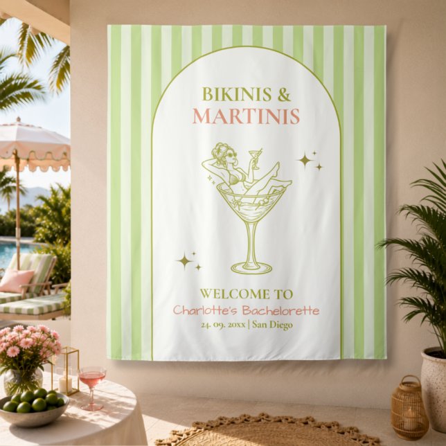 Tenture Bikinis et Martinis Enterrement de Vie de Jeune Fi (Créateur téléchargé)