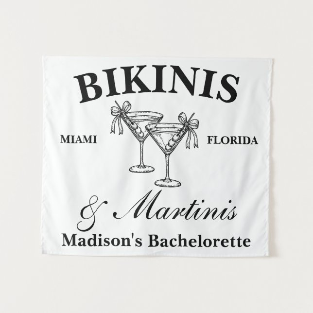 Tenture Bikinis & Martinis Bachelorette Party (Devant (Horizontal))