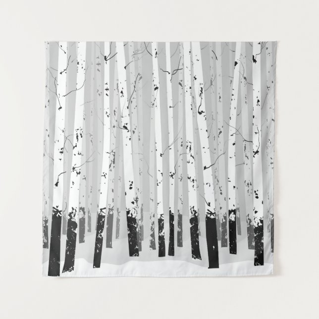 Tenture Birch Trees Vintage Arrière - plan horizontal (Devant)