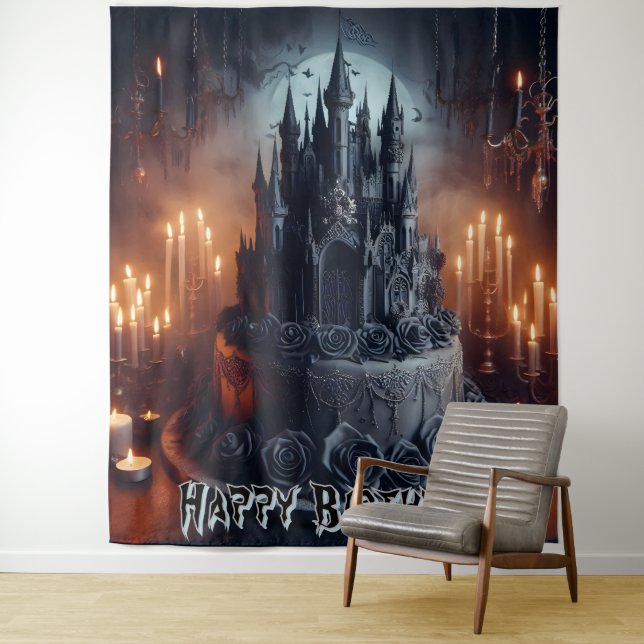 Tenture Birthday Decorations  Castle Cake Gothic Banner (En situation)