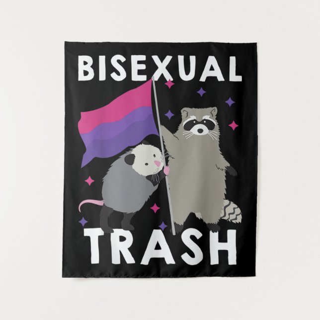 Tenture Bisexual Trash Gay Pride Rainbow LGBT Raccoon (Devant)