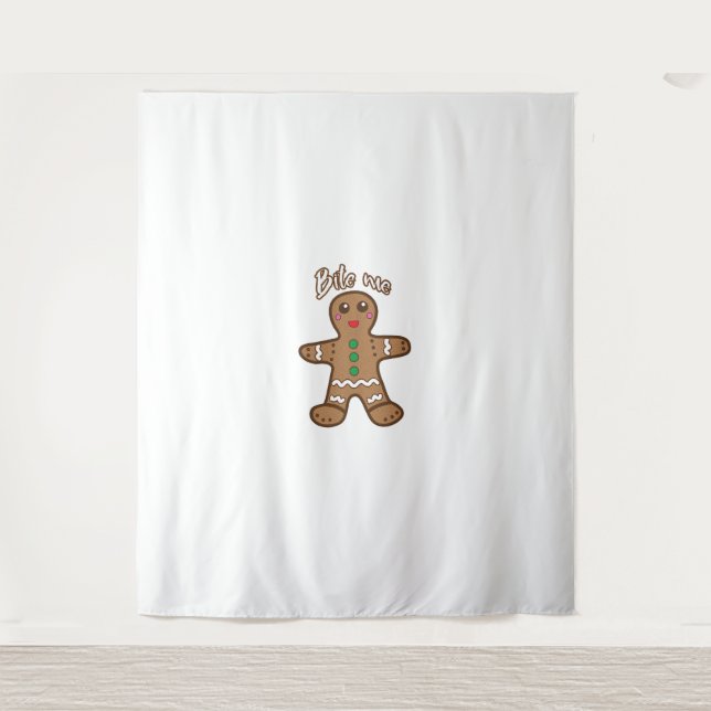 Tenture Bite Me Gingerbread Funny Cookie Christmas Thanksg (Devant)