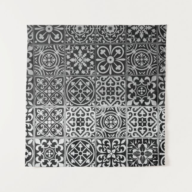Tenture Black and white damask patterns (Devant)