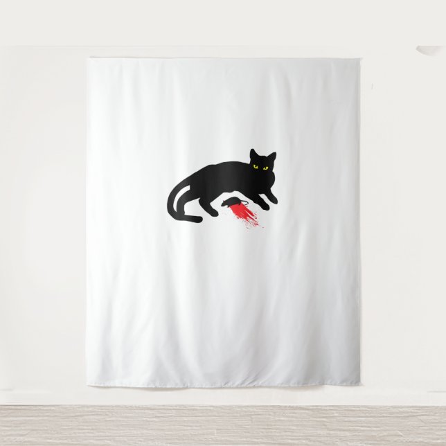 Tenture Black Cat Killer instincts Dead Mouse Punk Goth (Devant)