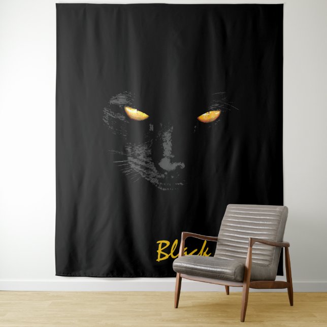 Tenture Black Cat Magic personnalisable (En situation)
