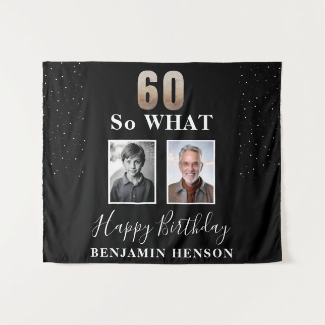 Tenture Black Funny 60 Alors quel 70e anniversaire 2 Photo (Devant (Horizontal))