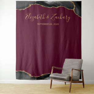 Tenture Black Gold Agate Bourgogne Mariage Photo Booth