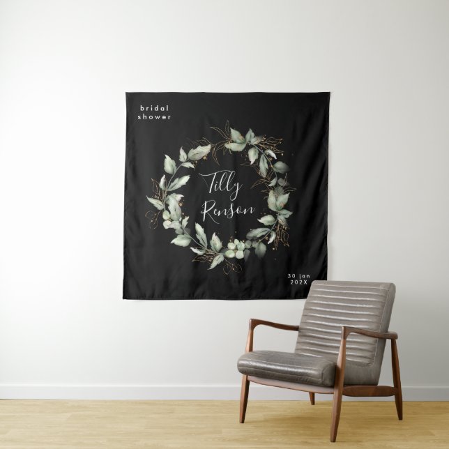 Tenture Black Gold Botanical Succulent Enterrement de Vie  (En situation)