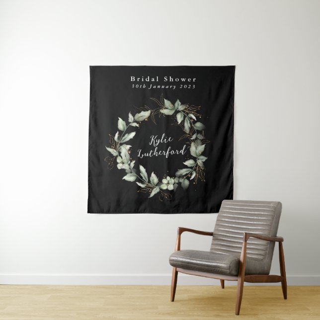 Tenture Black Gold Botanical Succulent Enterrement de Vie  (En situation)