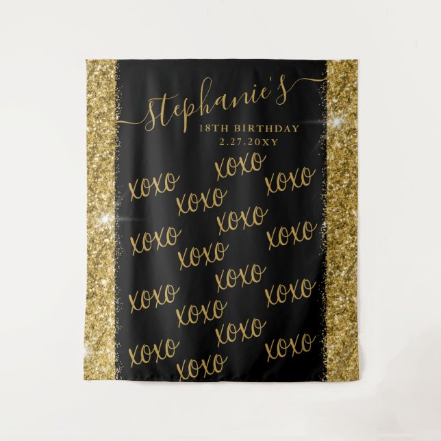 Tenture Black Gold Custom Photobooooooth Selfie fond photo (Devant)