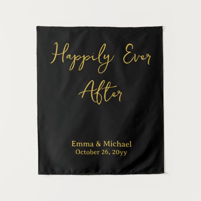 Tenture Black & Gold Wedding Banner Personalized Reception (Devant)