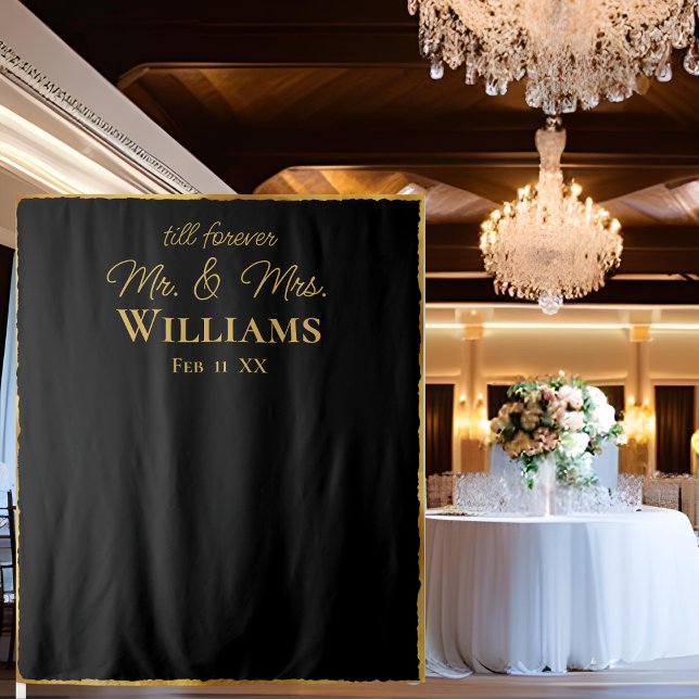 Tenture Black Luxe Gold Edge M. Mme Mariage Wall fond (Créateur téléchargé)