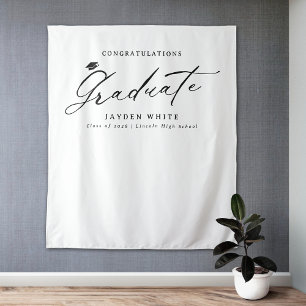 Tenture Black Modern Calligraphy Simple Graduation Party