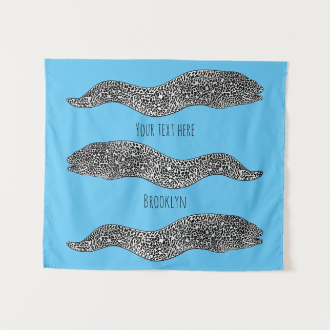 Tenture Black spotted moray eel cartoon (Devant (Horizontal))