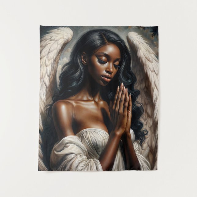 Tenture Black Woman Angel Prier Art (Devant)