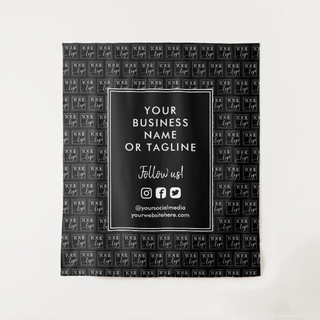 Tenture Black Your Logo Motif Médias sociaux fond d'écran (Devant)