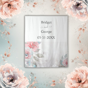 Tenture blanc aquarelle abstrait rose de pivoine mariage