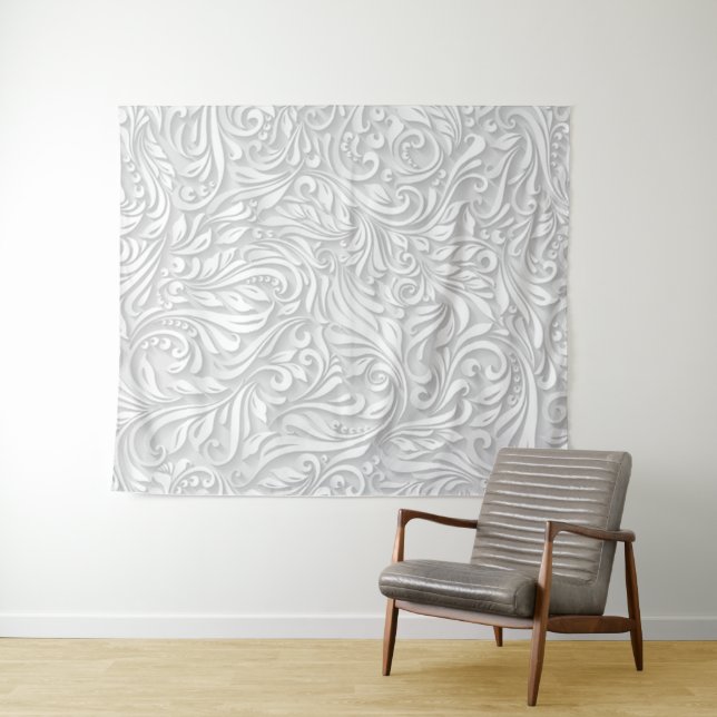Tenture Blanc Floral (En situation (horizontale))