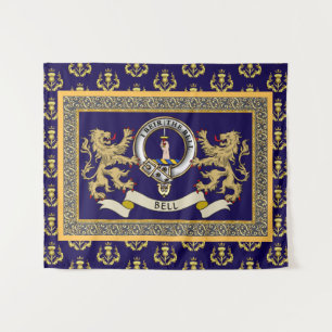 Tenture Blason de Clan Bell Personnalisé Bleu