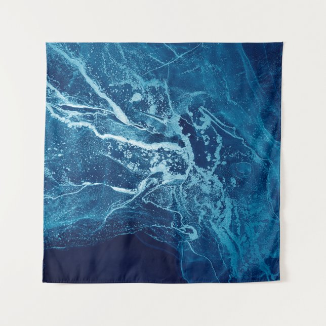 Tenture Bleu Abstrait. Bleu et blanc Blots. Effacer w (Devant)