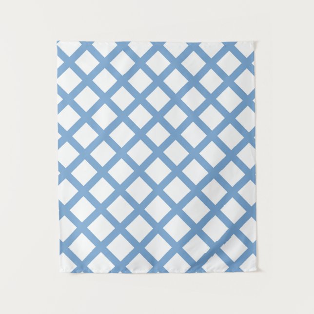 Tenture Bleu Blanc Arlequin Diamond Motif (Devant)