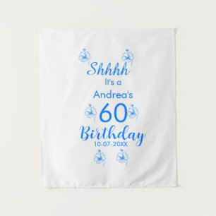 Tenture Bleu blanc mauve chut 60e anniversaire floral nom